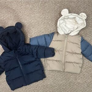 Adorable Baby Puffer Jackets in Navy and Beige Bundle